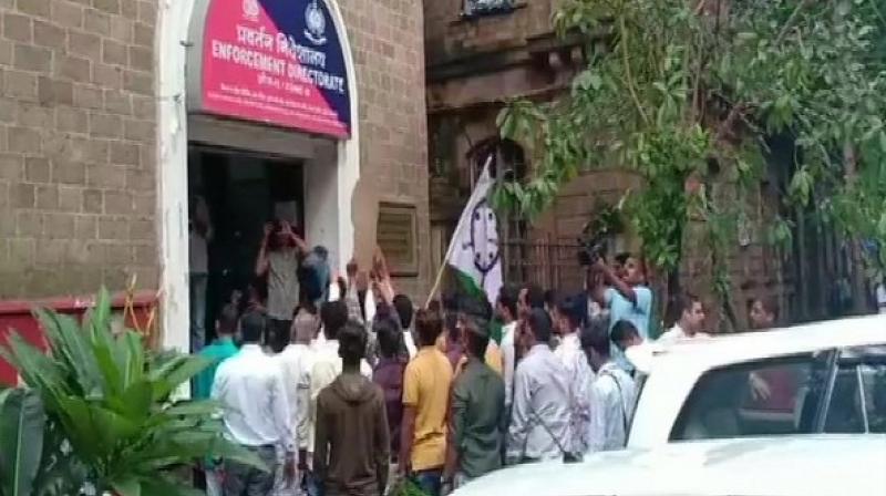 MSCB scam case: NCP workers protest outside ED office against Pawar\s arrest
