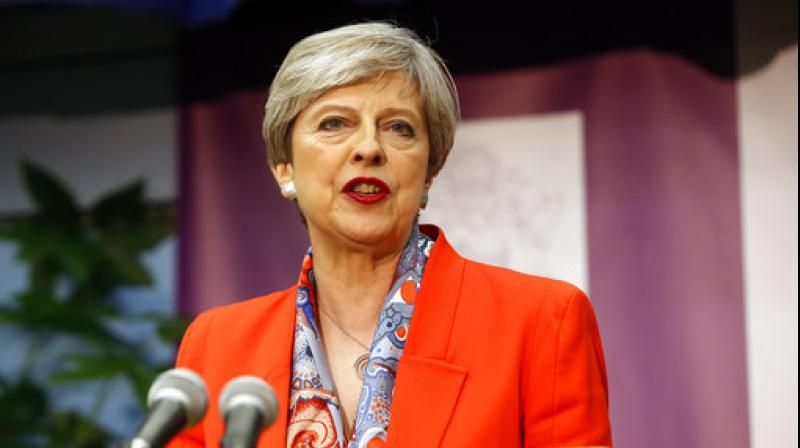 Britains Prime Minister Theresa May speaks after the declaration at her constituency is made for in the general election in Maidenhead, England. (Photo: AP)