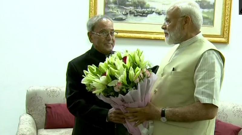 PM Modi calls Pranab Mukherjee as â€˜statesmanâ€™; seeks blessing from ex-Prez