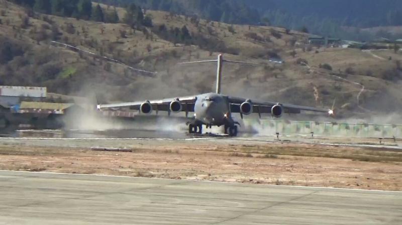 IAFs mighty C-17 Globemaster makes maiden landing at Mechuka Advanced Landing Ground.
