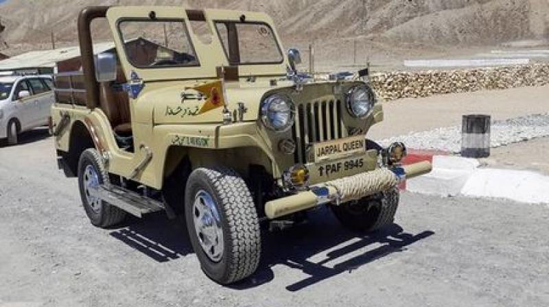 Jeep captured from Pak in 1971 stands as \war trophy\ in Army camp near Leh