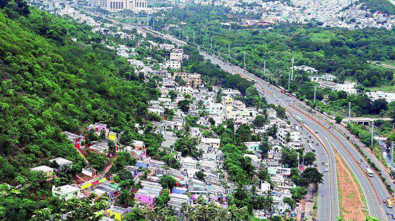 Constructions on the hillocks of Vizag city are gradually changing its skyline.