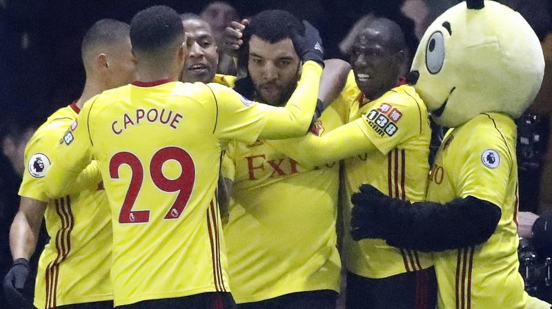 Chelsea, beaten 3-0 at home by Bournemouth on their last outing, had already been reduced to 10 men by Tiemoue Bakayokos first-half red card before Troy Deeneys penalty put Watford in front just before the break.(Photo: AP)