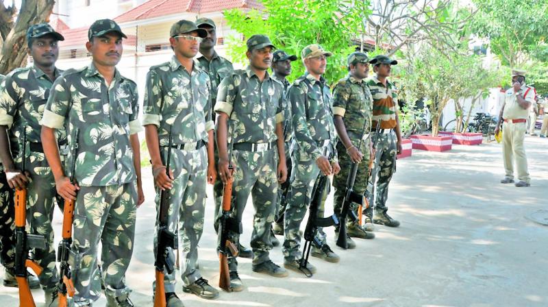 High security at Vice-President Venkaiah Naidu residence due to president Ram Nath kovind visit to Nellore on Thursday.
