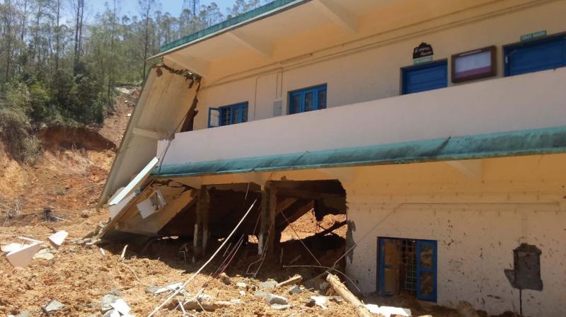 A portion of the Munnar Government Arts and Science College which was badly hit by the August landslides.