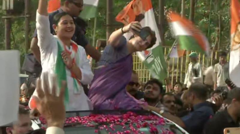 Priyanka Gandhi holds roadshow, woos voters through selfie in Ghaziabad