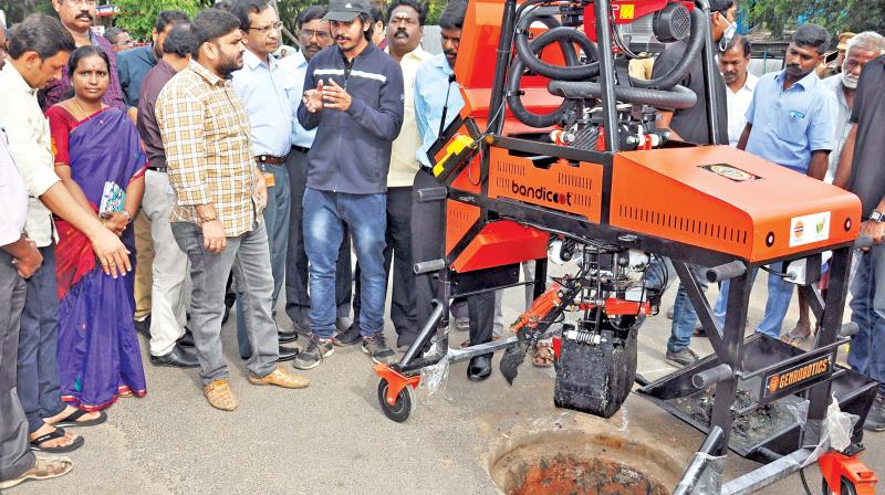 The cost of the machine is Rs 17 lakh. But the company has given it for 9 lakh borne by the IOC, said Pradeep Kumar.The â€œBandicootâ€ produced by Genrobotics, a startup promoted by a group of engineers from Kerala, is equipped with Wi-Fi, blue tooth, control panels. It has four limbs and a bucket system attached to spider web loop extension to scoop out waste from sewer.