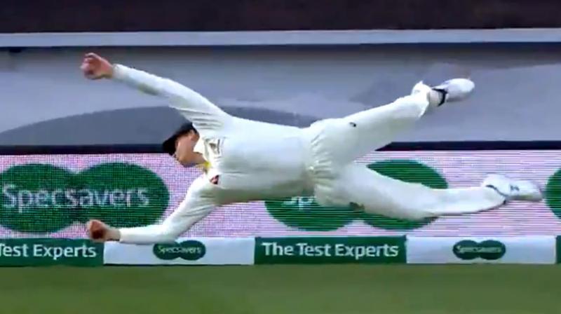 Watch: Steve Smith take one-handed catch to dismiss Chris Woakes