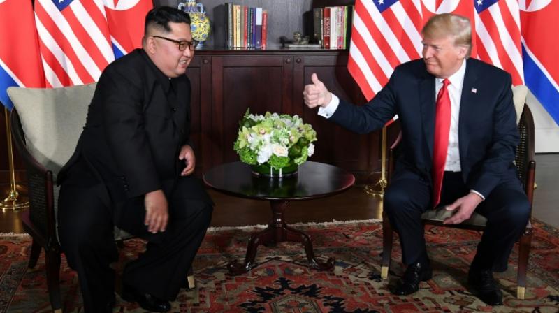 US President Donald Trump said Tuesday there had been a lot of progress in his historic talks with North Koreas leader Kim Jong Un. 9Photo: AFP)
