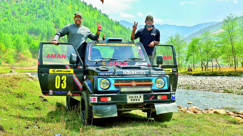 JK TYRE Arunachal Festival of Speed winner Amanpreet Ahluwalia along with his navigator.