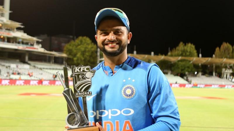 Suresh Raina won Man of the Match award for his all-round show, 43 runs off 27 balls and a wicket, in the third and final South Africa versus India Twenty20 in Cape Town. (Photo: BCCI)