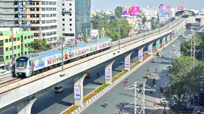 the 30-km Hyderabad Metro Rail has indeed been a hit with people with more than 1 lakh commuters using it as their daily mode of transport. (Photo: DC)
