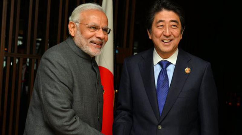 India and Japan on Friday sought a peaceful solution to the territorial disputes in the strategic South China Sea, saying parties involved in the matter must not resort to threat or use of force. (Photo: Twitter/MEA)