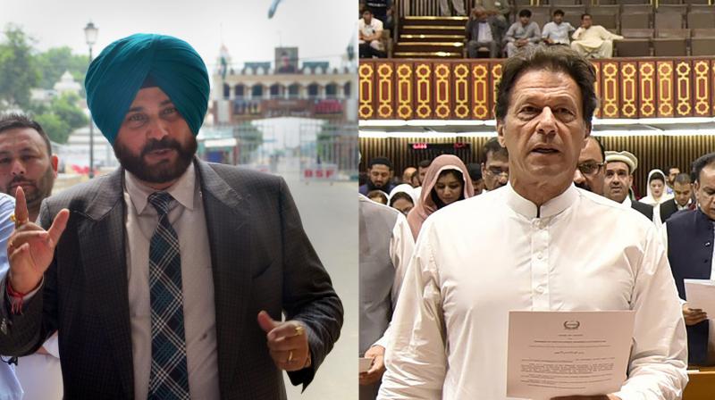 The ceremony was attended by former cricketer and Congress leader Navjot Singh Sidhu, who arrived in Pakistan yesterday, legendary pacer Wasim Akram, top officials from the Pakistan Army, Air Force and Navy, among a host of other high-profile dignitaries. The ceremony was also graced by his wife Bushra Maneka. (Photo: PTI / AFP)