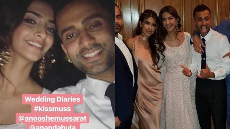 Sonam Kapoor and Anand Ahuja attend a wedding.