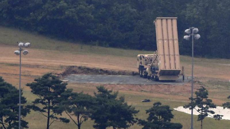 A US missile defense system called Terminal High Altitude Area Defense, or THAAD, is seen at a golf course in Seongju, South Korea. (Photo:AP)