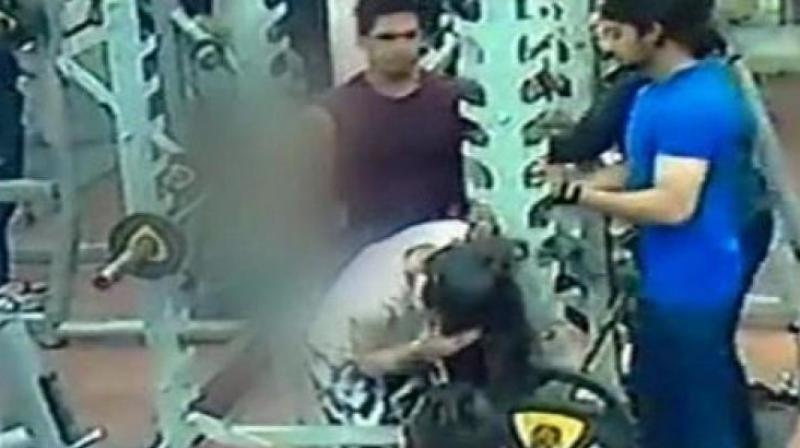 A video surfaced on the social media where the man was seen punching and kicking the woman at a gym after she complained about his behaviour during workout. (Photo: Screengrab | ANI)