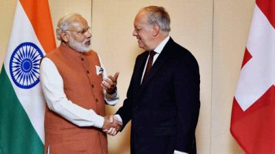 PM Modi with Swiss President Johann Schneider-Ammann. (Photo: PTI)