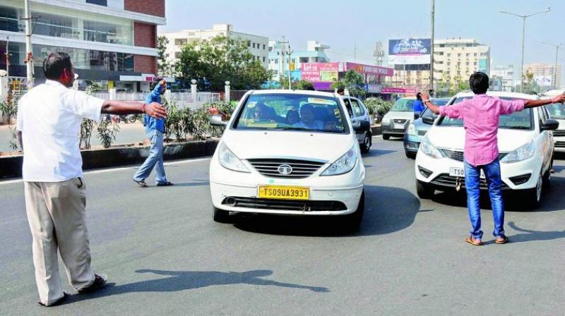 Around 200 cabbies staged a vanta varpu (cooking) on a road at KPHB on Saturday protesting against the managements of Ola and Uber. (Representational image)
