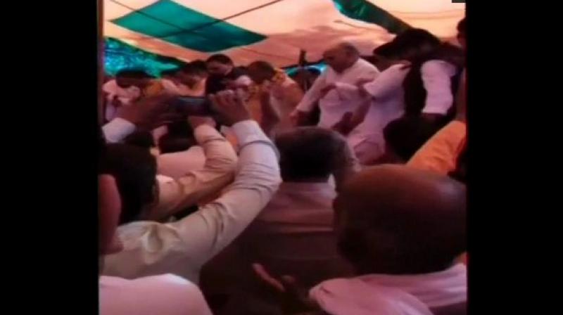 Watch: Stage collapses at BJP\s \Holi Milan\ in UP\s Sambhal