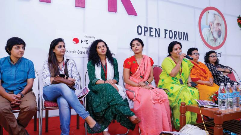 Members of the Women in Cinema Collective interact with the media during an Open Forum at IFFK. (Photo DC File)