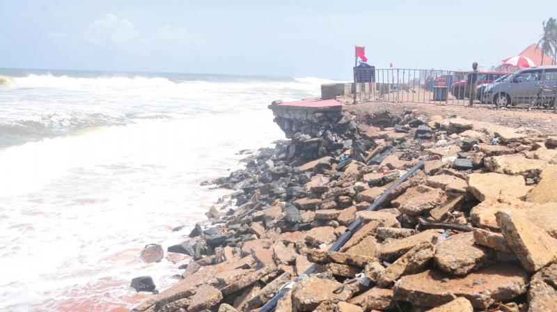 Shangumugham beach in ruins following severe sea erosion