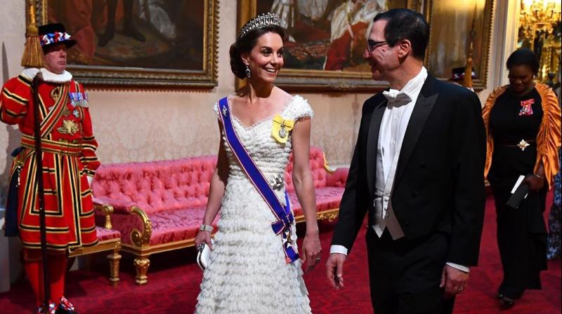 The Duchess of Cambridge attends the State Banquet in royal jewels