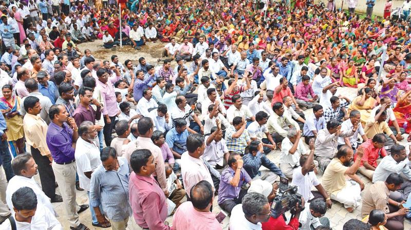 Government employees go on a token strike at DPI on Tuesday, putting forth various demands. Cancelling the new pension scheme is one of their prime demands.