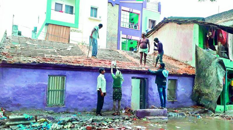 The Greater Hyderabad West Zone authorities took up a special drive on Tuesday to remove illegal nala encroachments built at Deepthi Sree nagar, Madinaguda, ahead of the heavy rains in city.
