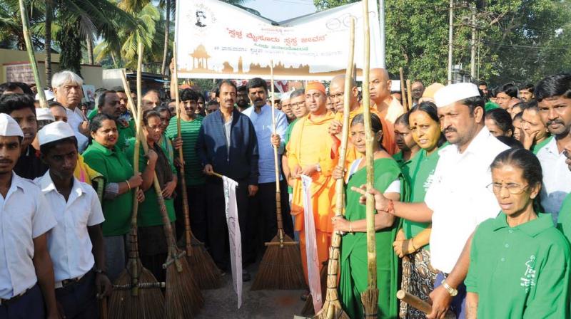 A file picture of cleanliness campaign in Mysuru