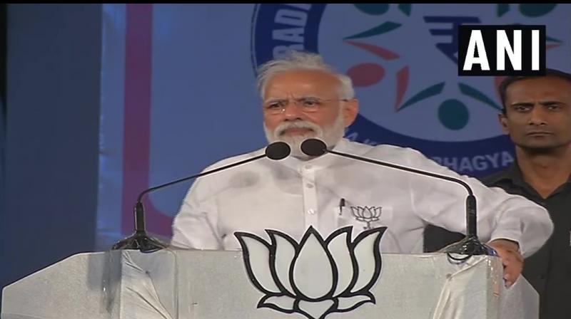 Prime Minister Narendra Modi on Saturday said the Congress was dreaming about coming to power at the Centre and asked voters to punish it and its allies in such a way they would not be able to save even their deposits. (Photo: ANI/ Twitter)