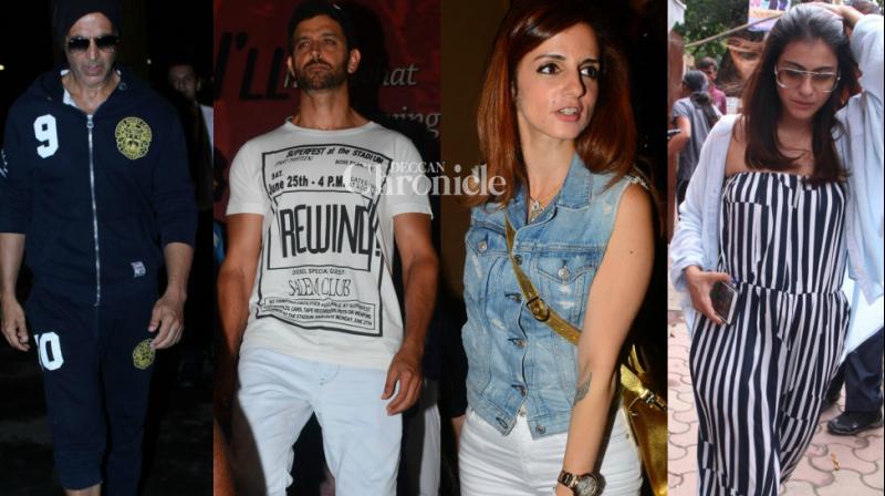 Hrithik-Sussanne watch film with kids, Akshay, Kajol, others also step out