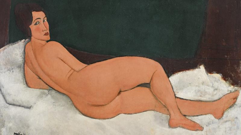 This 1917 oil painting, \Nu couche (sur le cote gauche)\ by Amedeo Modigliani, will be auctioned at Sothebys in New York in their Impressionist & Modern Art evening sale Monday, May 14, 2018. (Photo: AP)