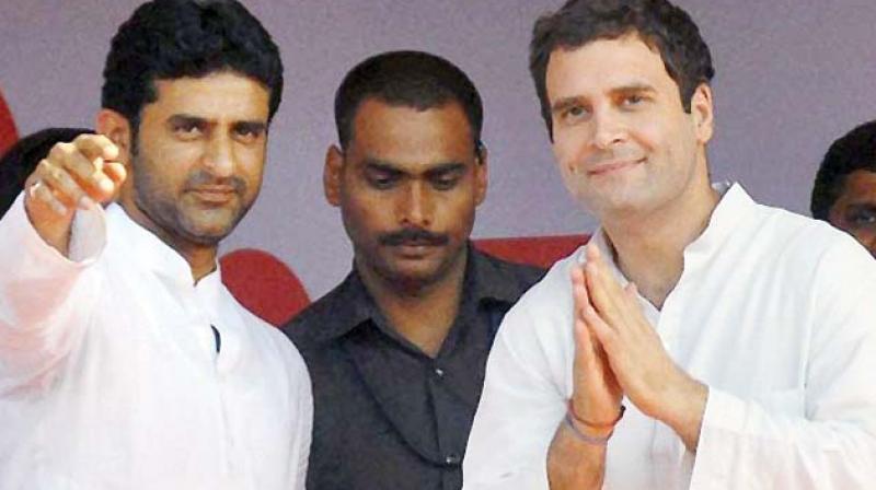Congress MLC and Youth Congress leader Rizwan Arshad with Congress vice president Rahul Gandhi.