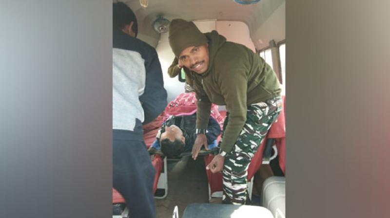The CRPF personnel Surinder Kumar, who was deployed at the same booth, immediately sought the help of the doctor, Suneem, of his unit. (Photo: ANI)