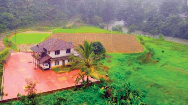 A house affected by landslide in Kodagu on Friday and (right) the house before the landslide 	 DC