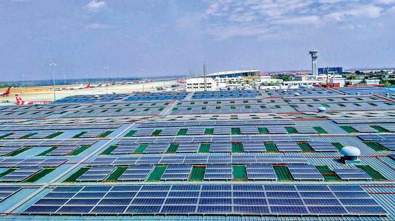 Rooftop solar power inaugurated at the Kempegowda International Airport in Bengaluru on Wednesday 	 KPN