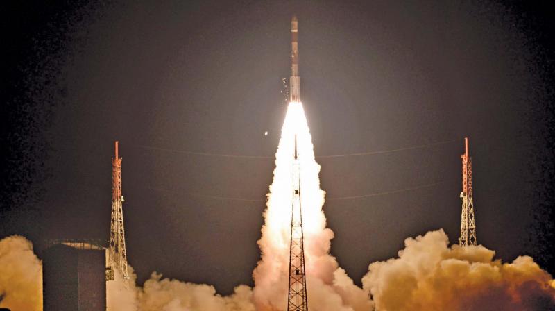Indian Space Research Organisations (Isro) navigation satellite IRNSS-1I, on board the Polar Satellite Launch Vehicle (PSLV-C41), lifts off at the Satish Dhawan Space Centre in Sriharikota, Andhra Pradesh on Thursday. (Photo: AP)