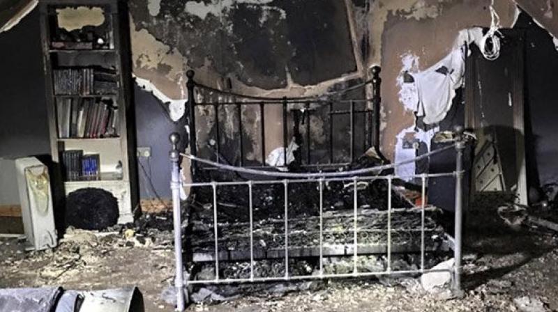 Bedroom after the iPhone allegedly caused an explosion. (Image: DailyStar)