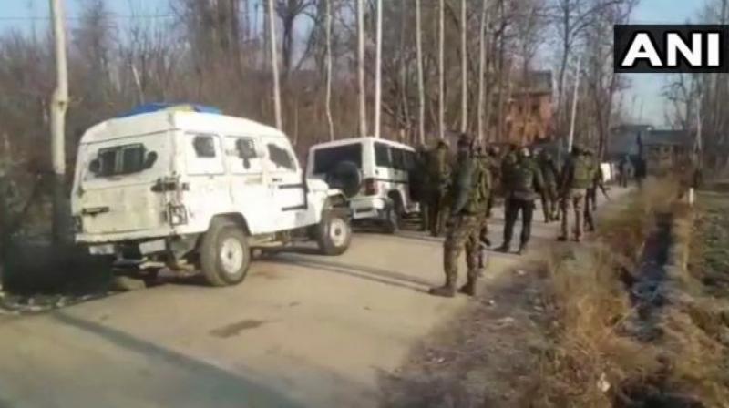 Three terrorists were gunned down in an encounter between militants and security forces in Pulwamas Kharpora Sirnoo village. (Photo: ANI)