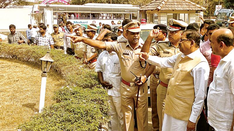 Home Minister Dr G. Parameshwar after the launch of police patrol vehicles in Mangaluru on Thursday. (Photo: DC)