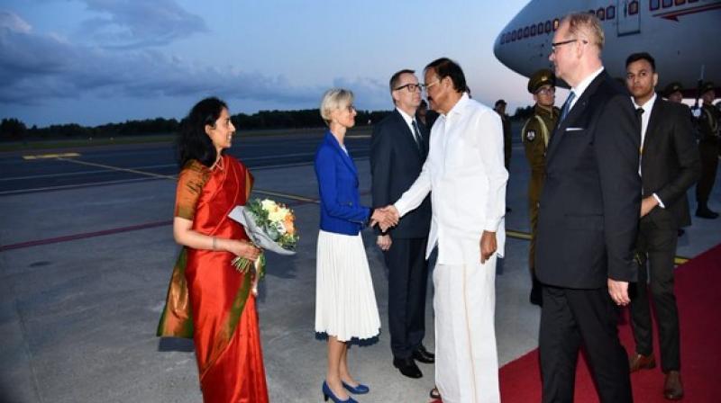 Venkaiah Naidu reaches Estonia, for intensifying bilateral cooperation