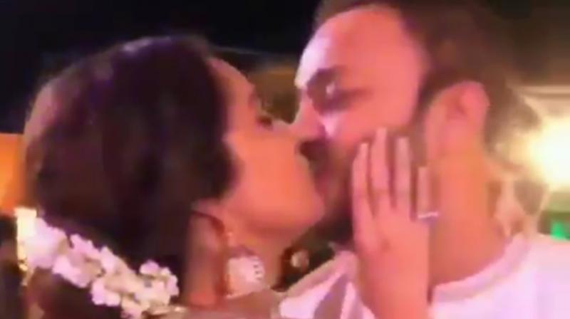 Ankita Lokhande and her beau Vicky Jain share intimate kiss at wedding; watch video