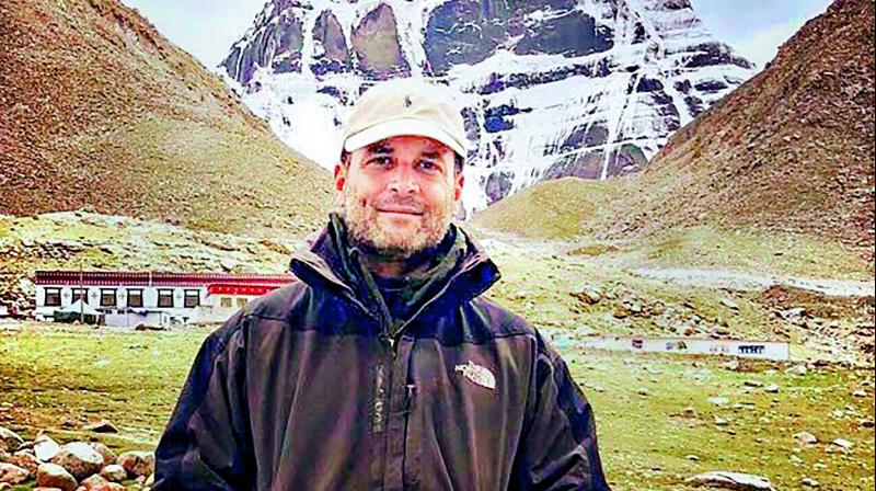 Rahul Gandhi with Mount Kailash in the background
