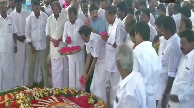 Stalin, DMK leaders pay tribute to Karunanidhi after victory in LS polls