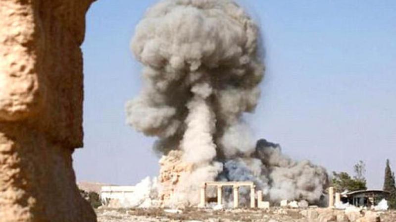 The demolished 2,000-year-old temple of Baal shamin in Syrias ancient caravan city of Palmyra (Photo: AP)