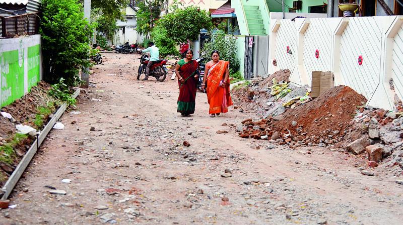 No form of public transport is willing to venture on these roads and senior citizens are compelled to walk on the rocky, uneven paths if they want to go out anywhere. (Photo: S. Surender Reddy)