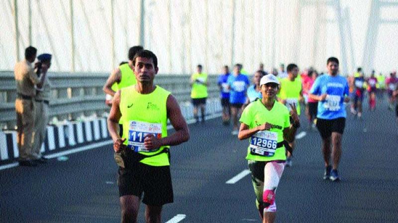 Seema Subodh during Mumbai Marathon