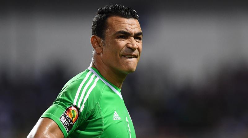 El Hadary, who is 45 years and 161 days old and nicknamed \High Dam\, made his debut for Egypt in 1996 -- a year before his Egyptian squad mate Ramadan Sobhy was born. (Photo: AFP)