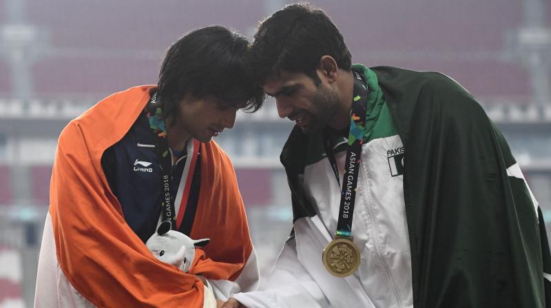 Arshad Nadeem settled for a bronze with a personal best of 80.75m at the ongoing Asian Games, where Neeraj Chopra, who clinched a gold medal, was the undisputed star of the field with a national record throw of 88.06m last night. (Photo: AFP)